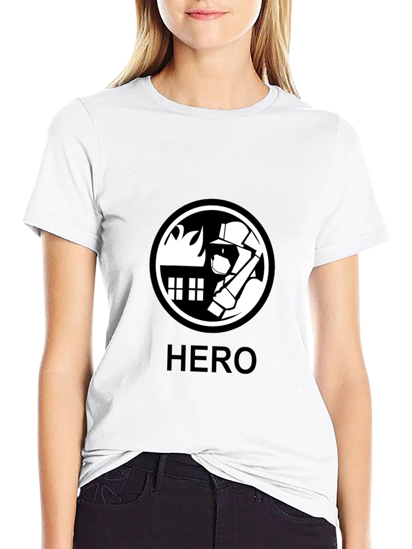 Firefighter Hero Graphic Tee - Black Cotton