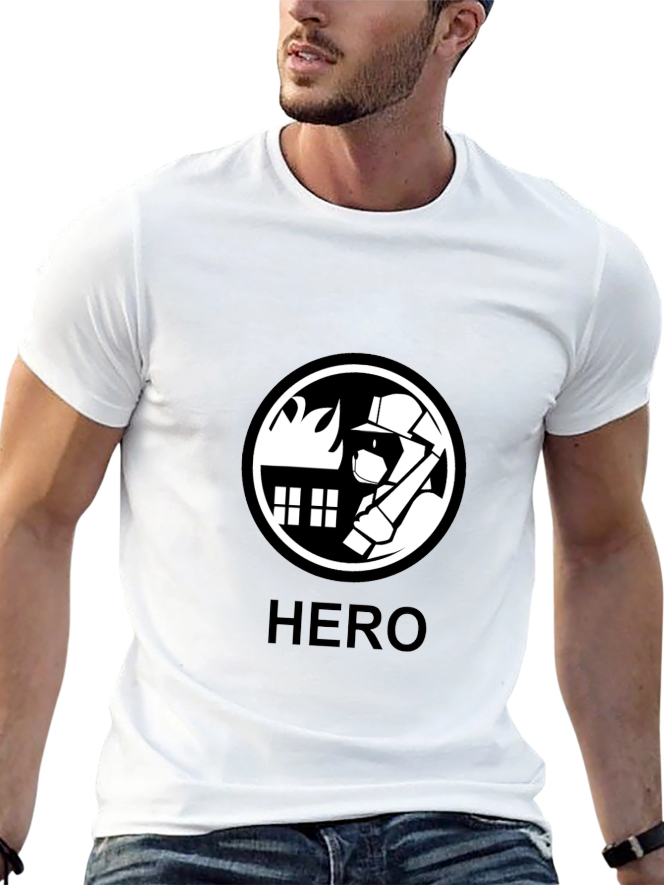 Firefighter Hero Graphic Tee - Black Cotton