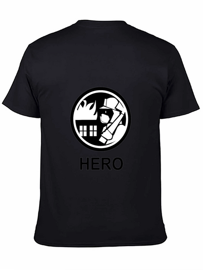 Firefighter Hero Graphic Tee - Black Cotton