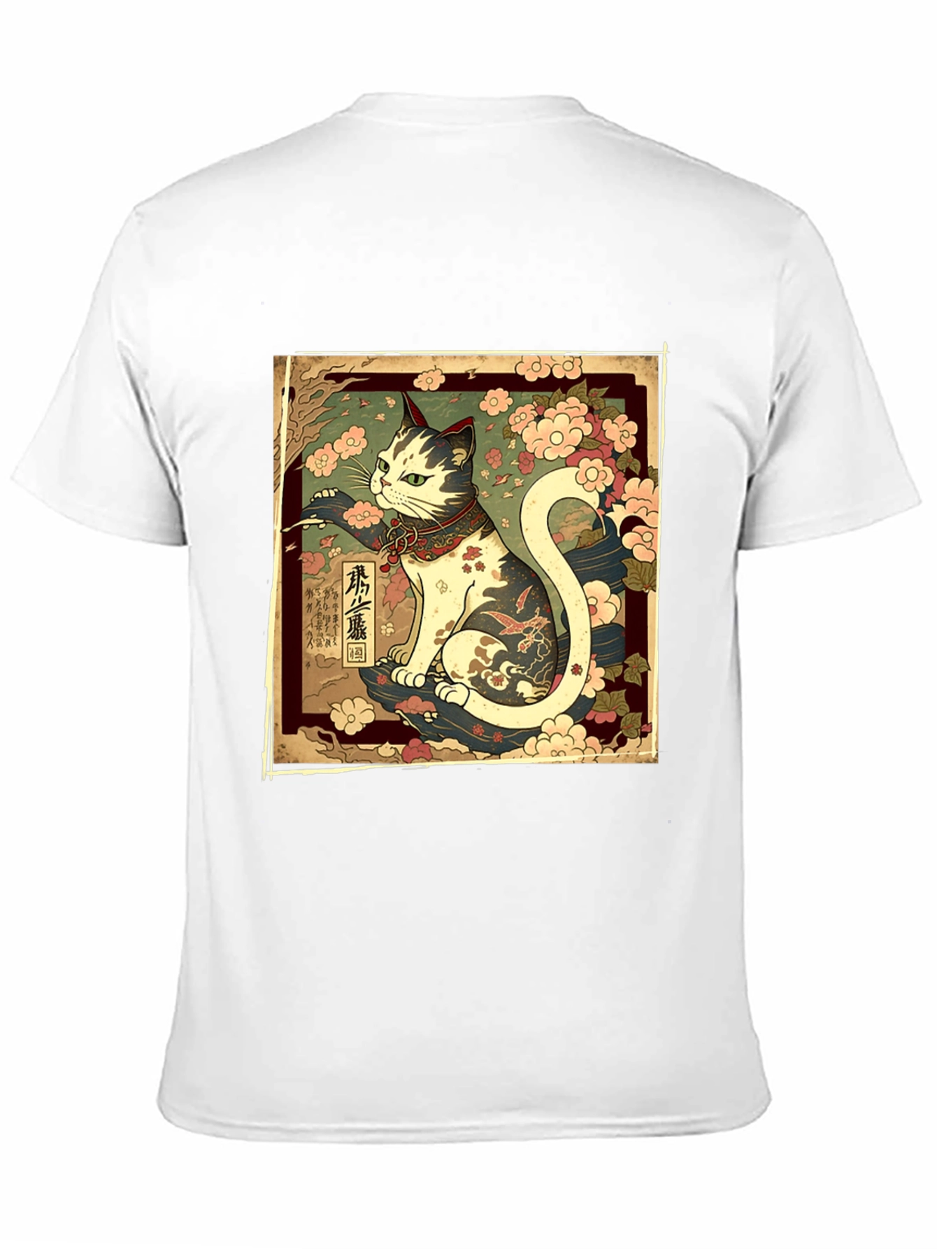 Japanese Cat Graphic Tee - Stylish Black T-Shirt