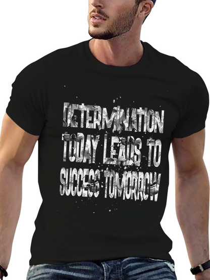 Motivational Black T-Shirt - Determination Leads to Success