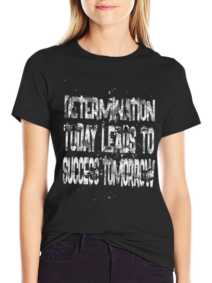 Motivational Black T-Shirt - Determination Leads to Success