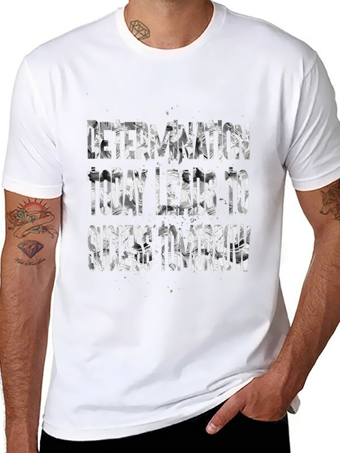 Motivational Black T-Shirt - Determination Leads to Success