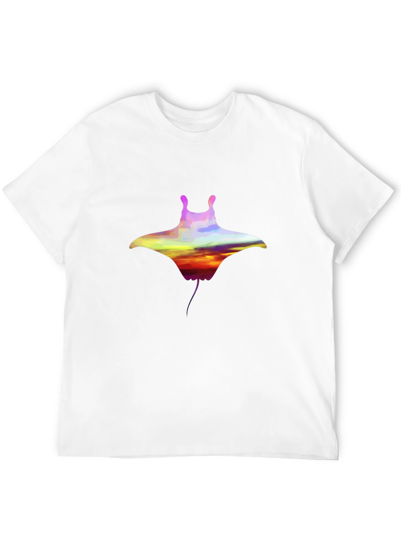 Sunset Manta Ray Graphic Black T-Shirt