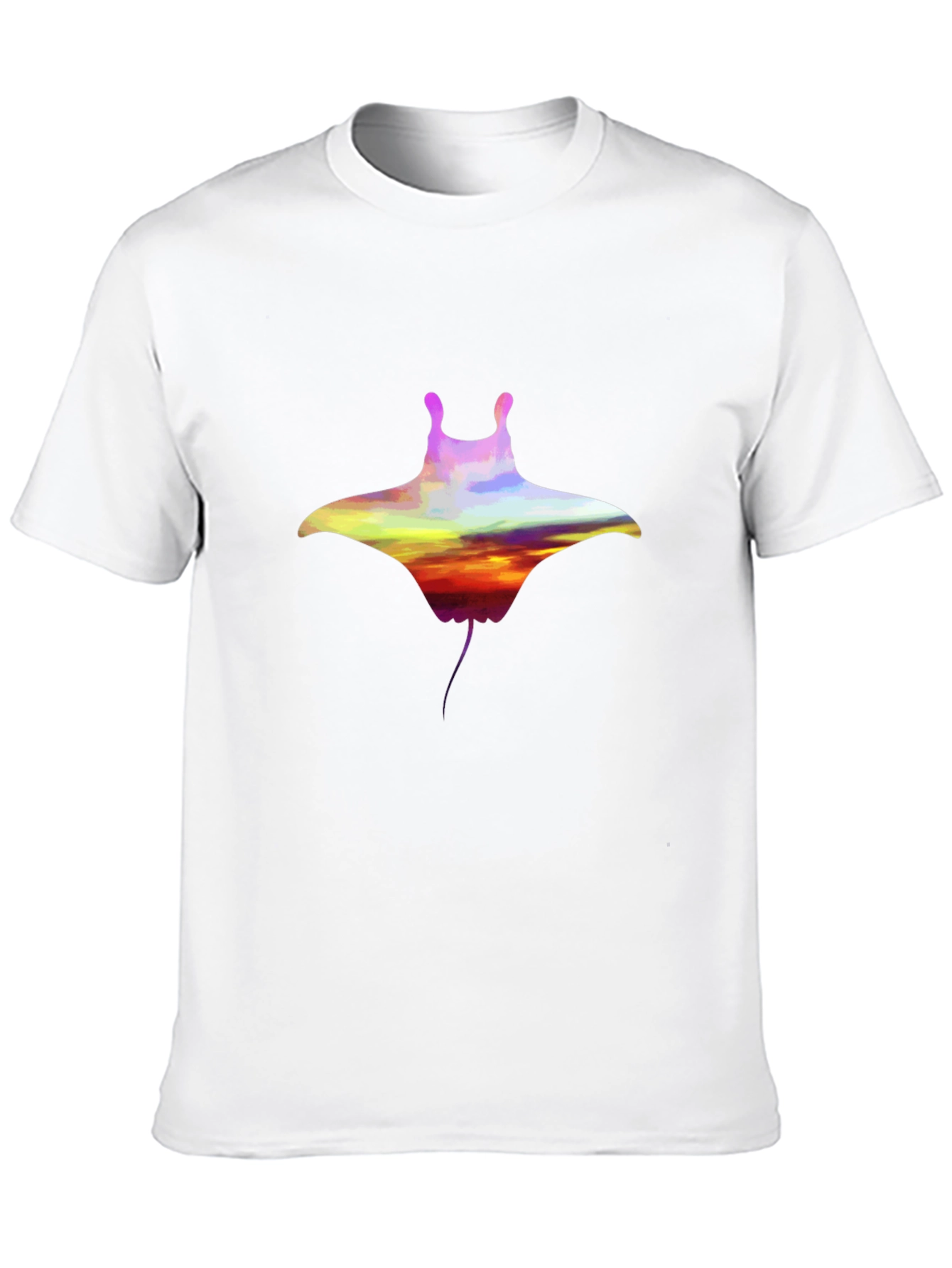 Sunset Manta Ray Graphic Black T-Shirt