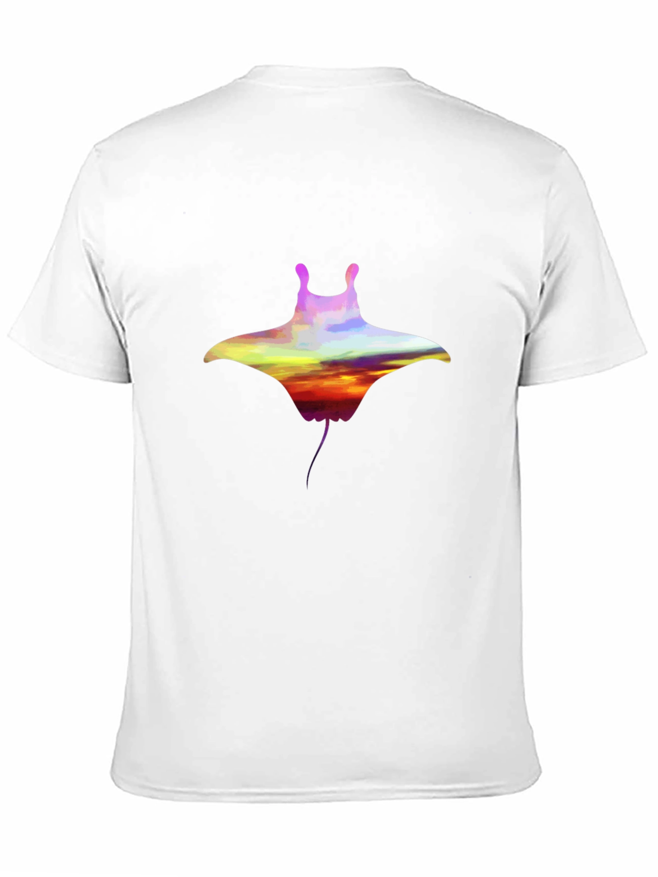Sunset Manta Ray Graphic Black T-Shirt
