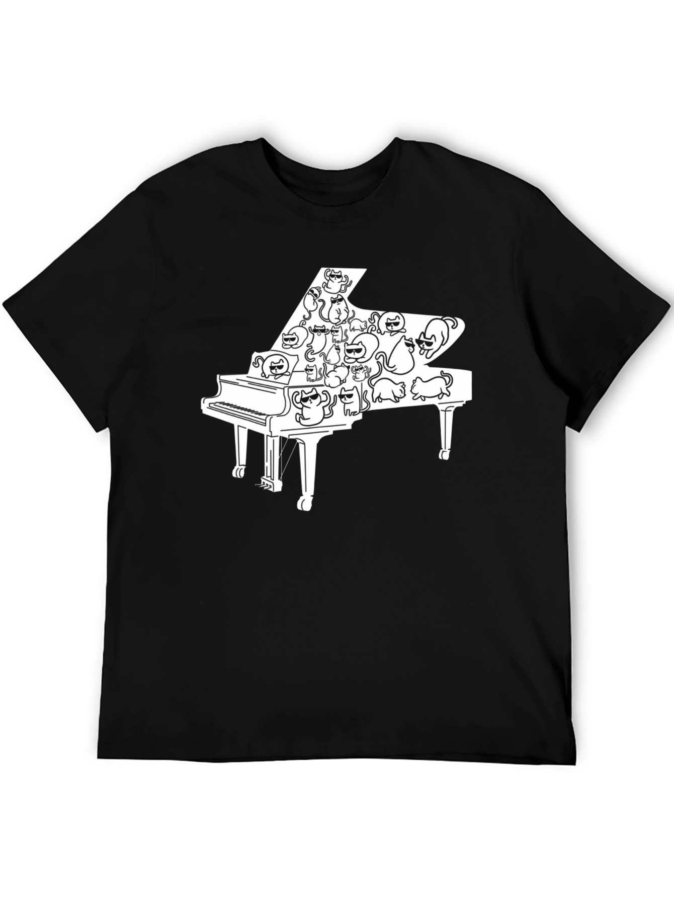 Cat Piano T-Shirt - Cool Music Lover Tee