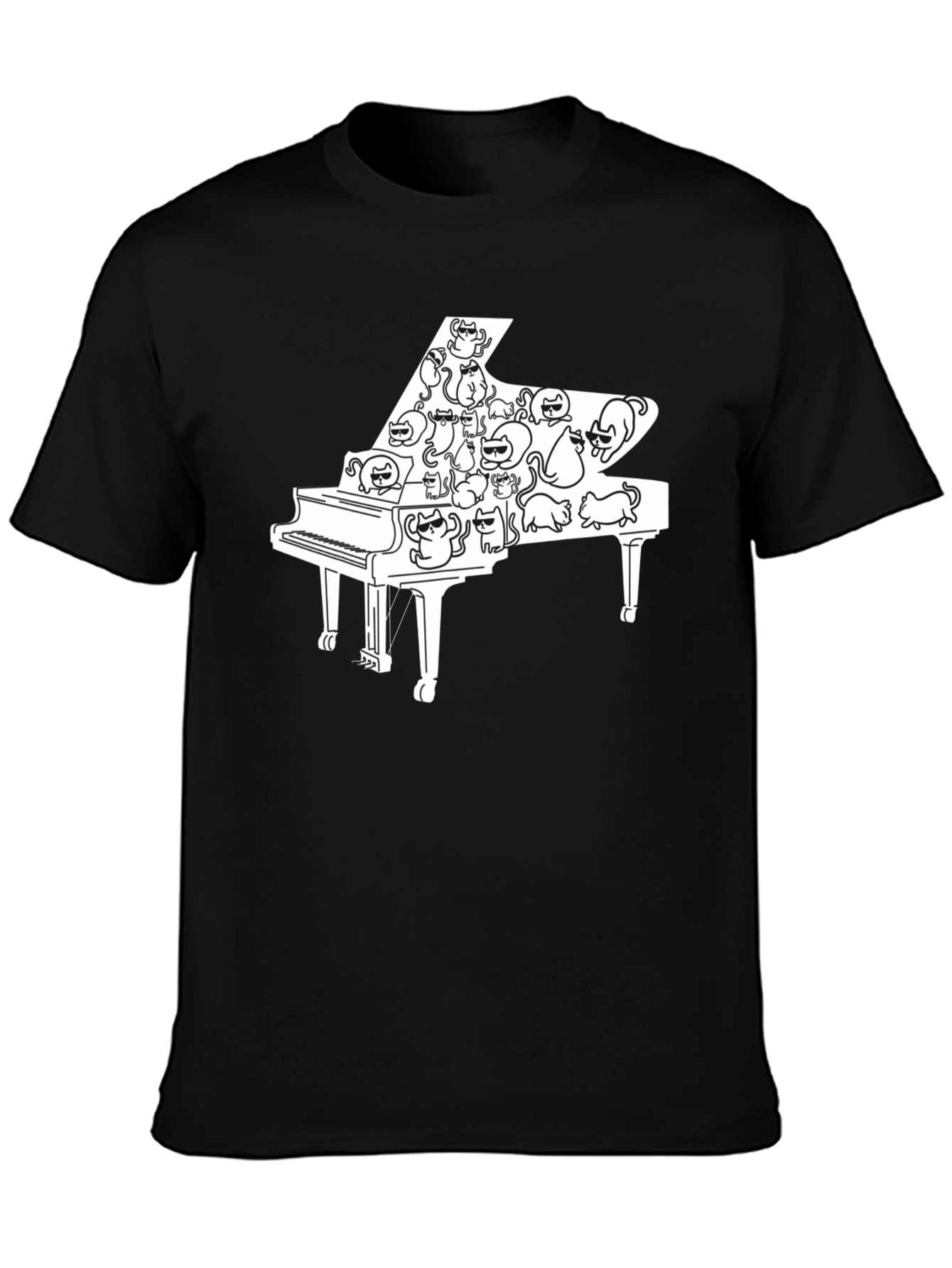 Cat Piano T-Shirt - Cool Music Lover Tee