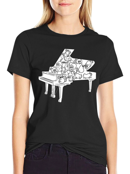 Cat Piano T-Shirt - Cool Music Lover Tee