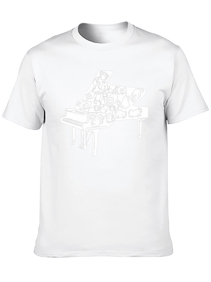 Cat Piano T-Shirt - Cool Music Lover Tee
