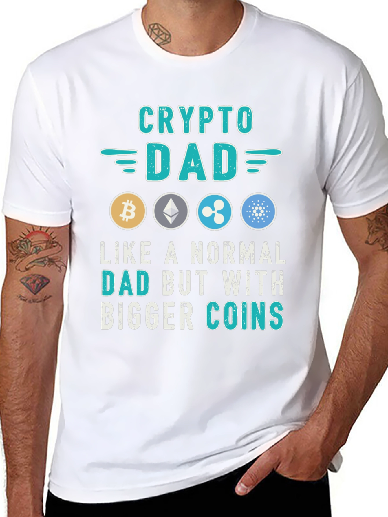 Crypto Dad T-Shirt Bitcoin Ethereum Ripple Cardano