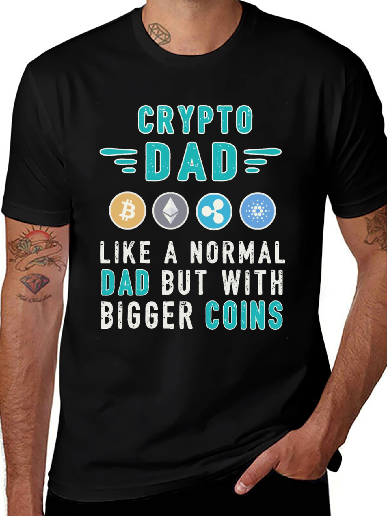 Crypto Dad T-Shirt Bitcoin Ethereum Ripple Cardano