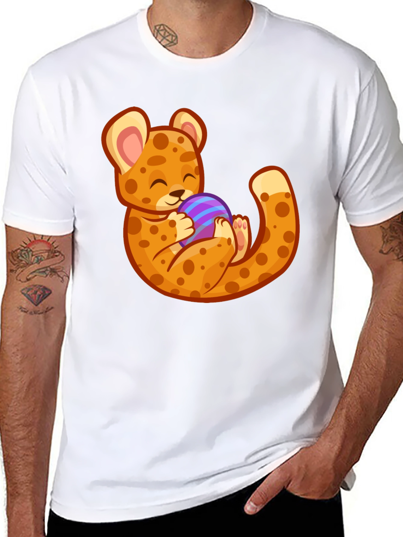 Cute Cheetah Holding Egg T-Shirt
