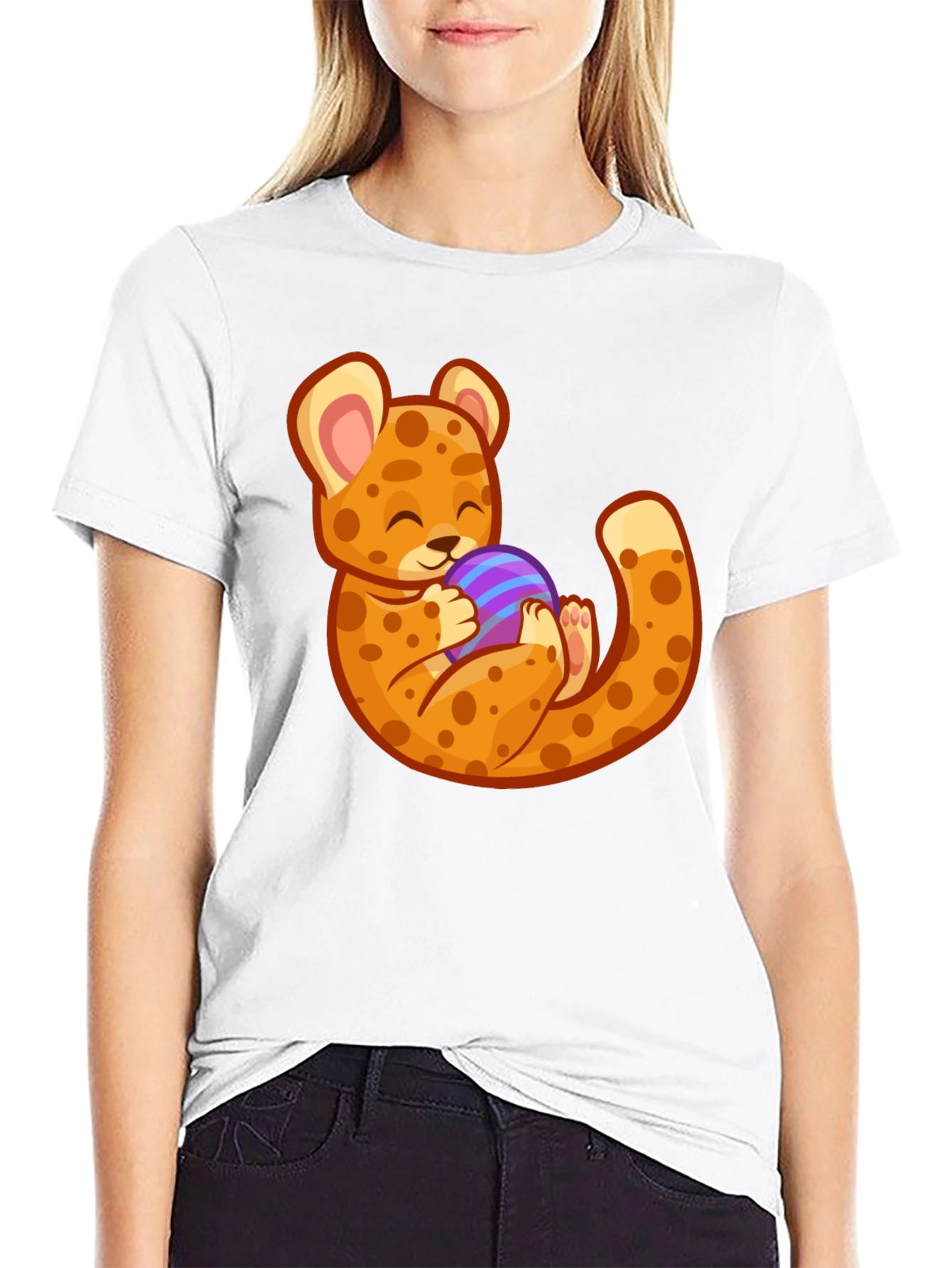 Cute Cheetah Holding Egg T-Shirt