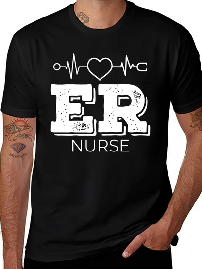 ER Nurse Graphic T-Shirt - Black Crew Neck