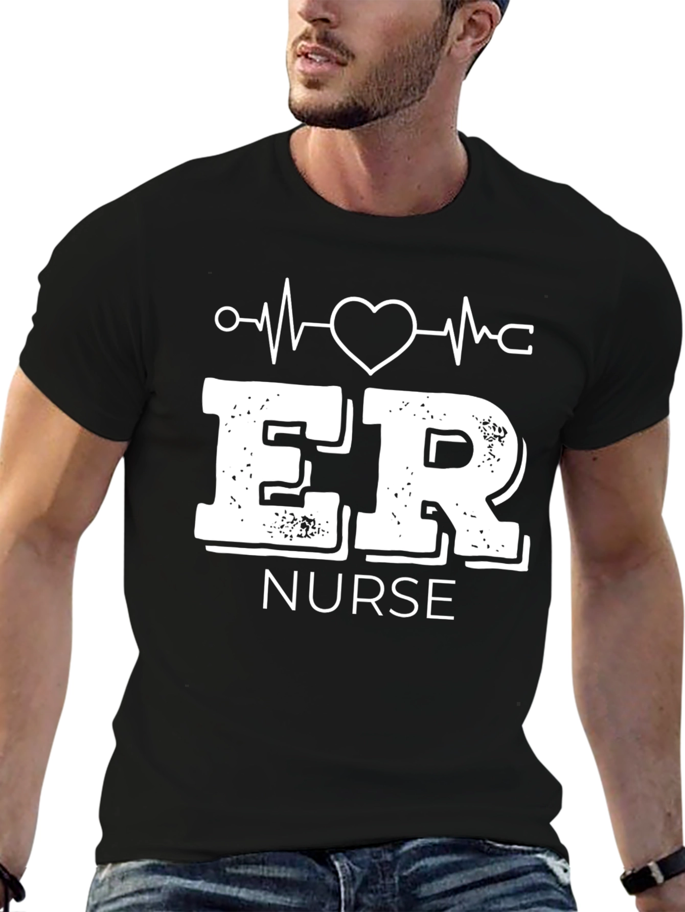ER Nurse Graphic T-Shirt - Black Crew Neck