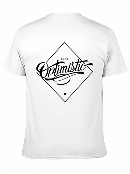 Stay Optimistic Graphic Tee - Black Cotton Casual Shirt