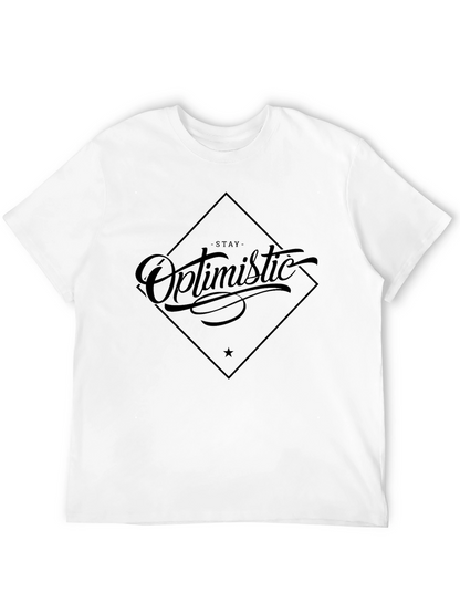 Stay Optimistic Graphic Tee - Black Cotton Casual Shirt