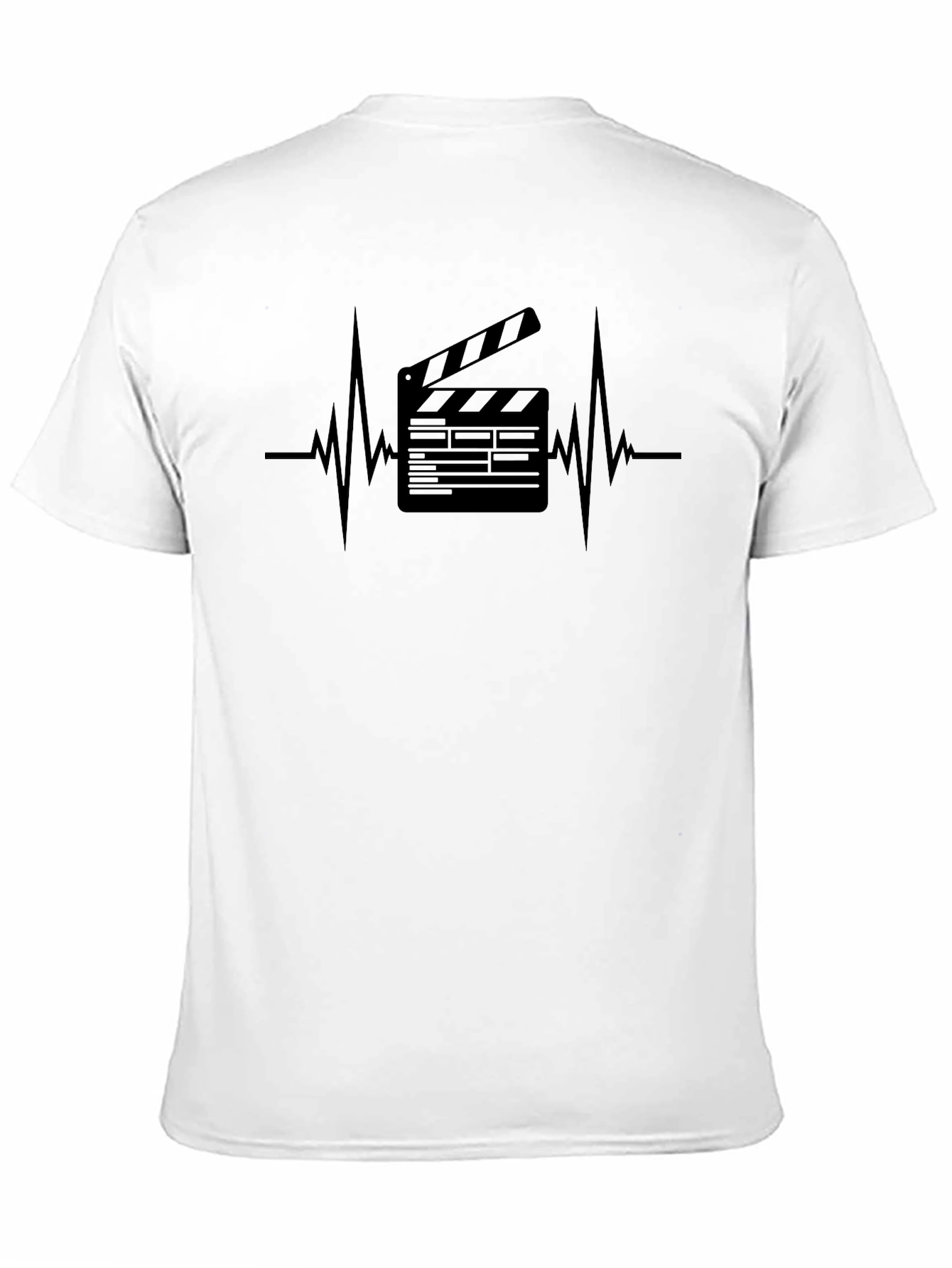 Movie Lovers Black T-Shirt with Heartbeat Clapper Design