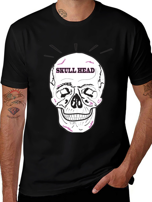 Skull Head Graphic Tee - Edgy Black T-Shirt