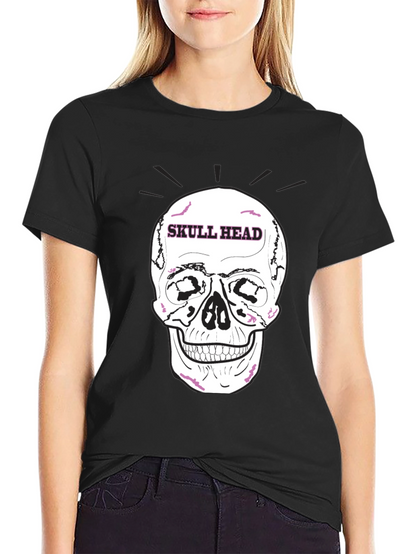 Skull Head Graphic Tee - Edgy Black T-Shirt