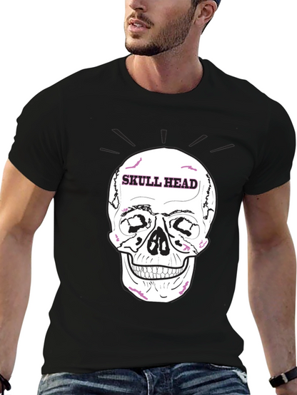 Skull Head Graphic Tee - Edgy Black T-Shirt