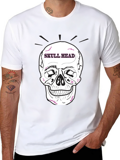 Skull Head Graphic Tee - Edgy Black T-Shirt
