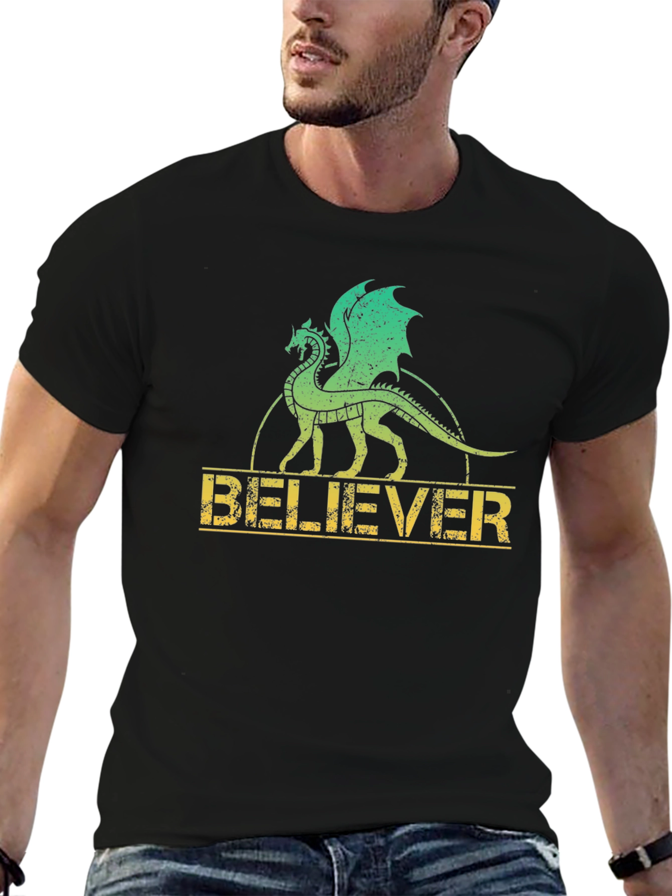 Believer Dragon Graphic Tee - Black