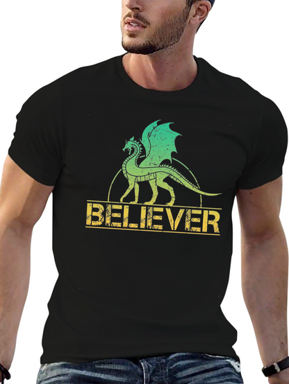Believer Dragon Graphic Tee - Black
