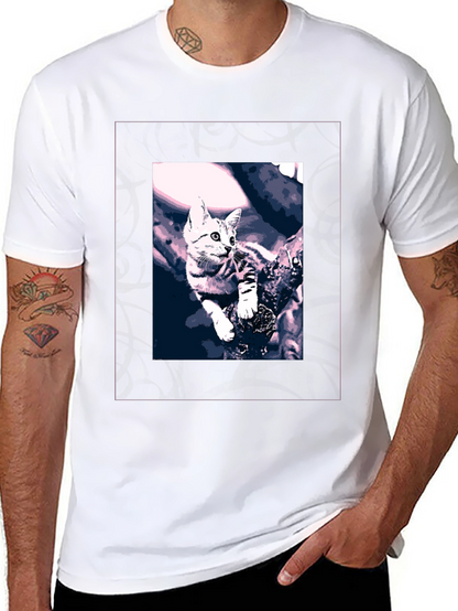 Cute Kitten Graphic Black T-Shirt