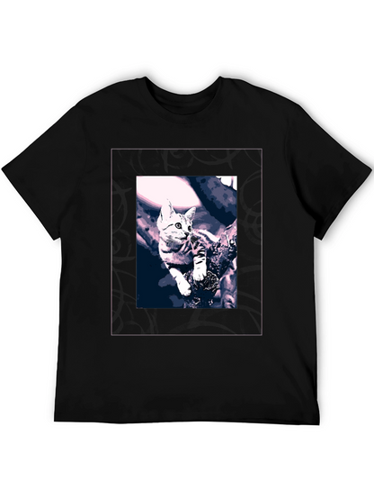 Cute Kitten Graphic Black T-Shirt