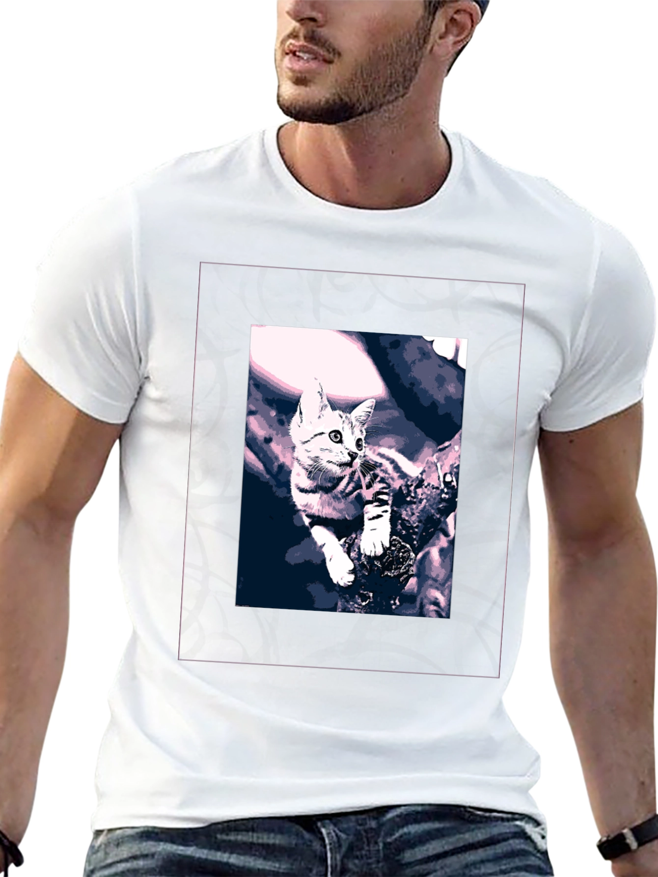 Cute Kitten Graphic Black T-Shirt