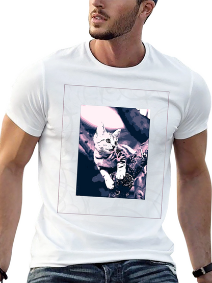 Cute Kitten Graphic Black T-Shirt