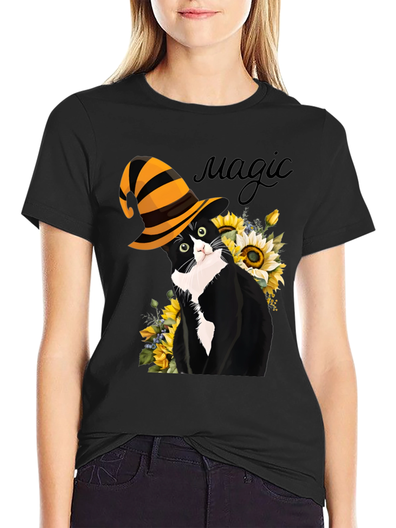 Magic Cat T-Shirt: Whimsical Halloween Style