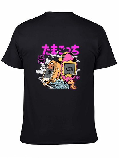 Retro Tamagotchi Graphic T-Shirt - Black