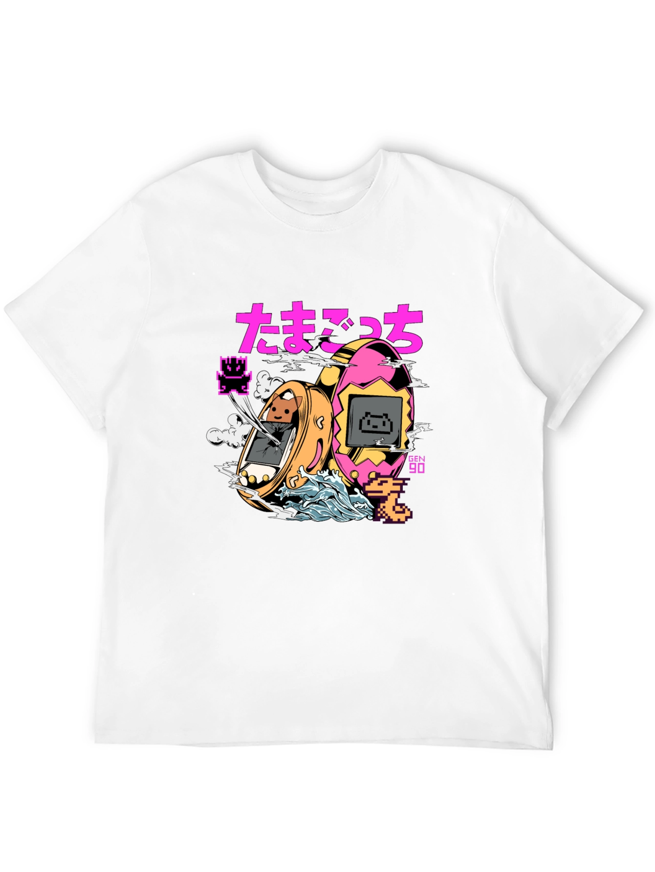 Retro Tamagotchi Graphic T-Shirt - Black