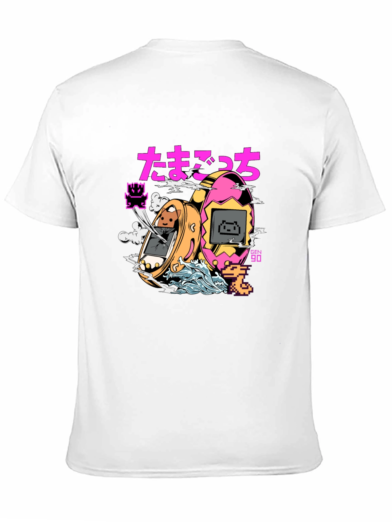 Retro Tamagotchi Graphic T-Shirt - Black