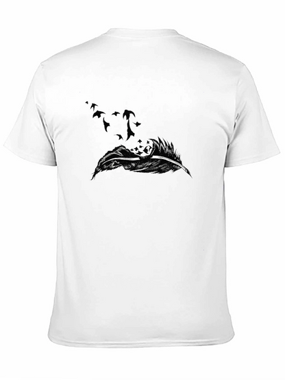 Black Feather Flock Tee - Stylish Graphic Print T-Shirt