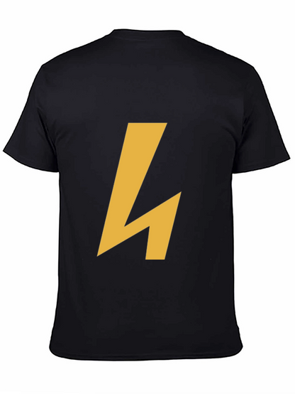 Modern Black Tee with Geometric Gold Accent