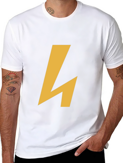 Modern Black Tee with Geometric Gold Accent