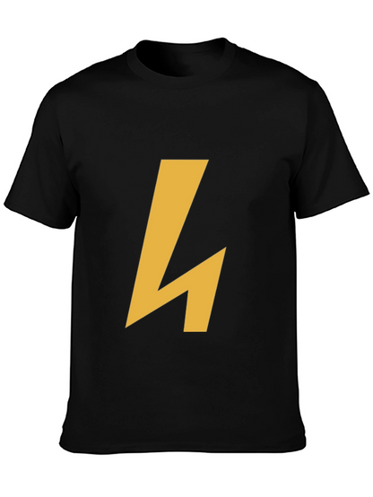 Modern Black Tee with Geometric Gold Accent