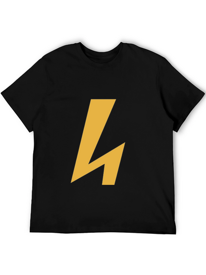 Modern Black Tee with Geometric Gold Accent