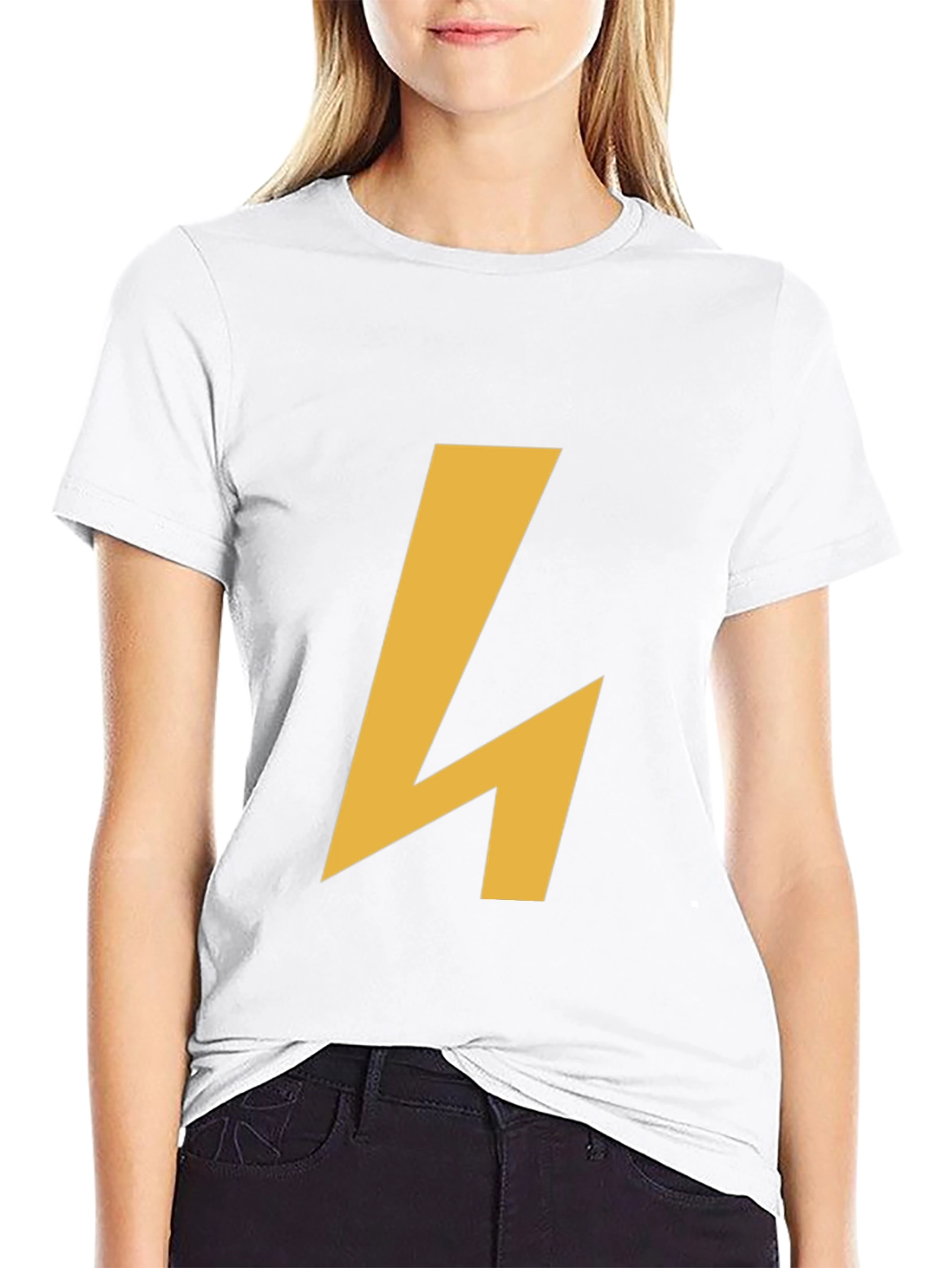 Modern Black Tee with Geometric Gold Accent