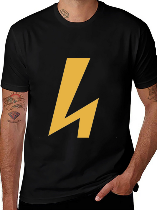 Modern Black Tee with Geometric Gold Accent