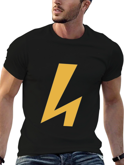 Modern Black Tee with Geometric Gold Accent
