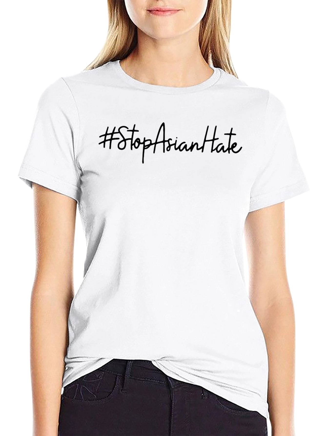 Stop Asian Hate T-Shirt - Black Crew Neck