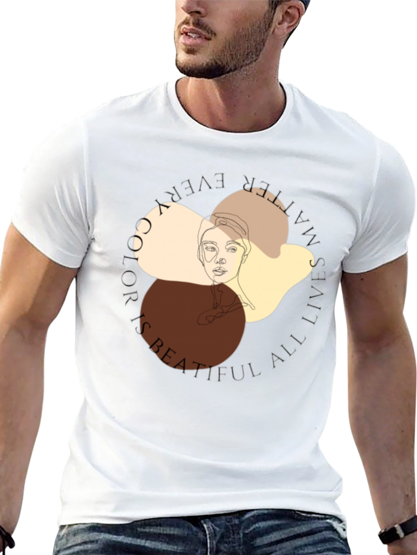 Unique Face Line Art Graphic T-Shirt