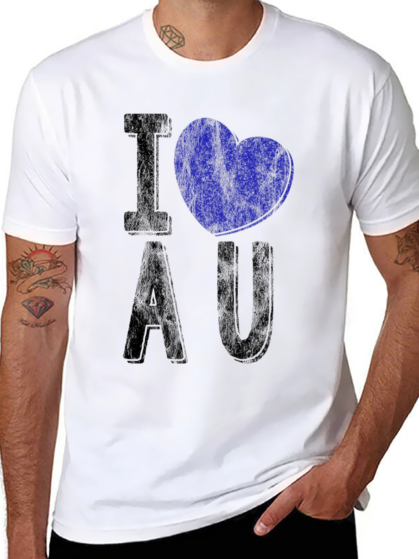 I Heart AU Graphic Tee - Distressed Black Shirt