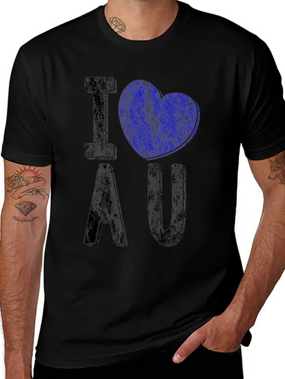 I Heart AU Graphic Tee - Distressed Black Shirt