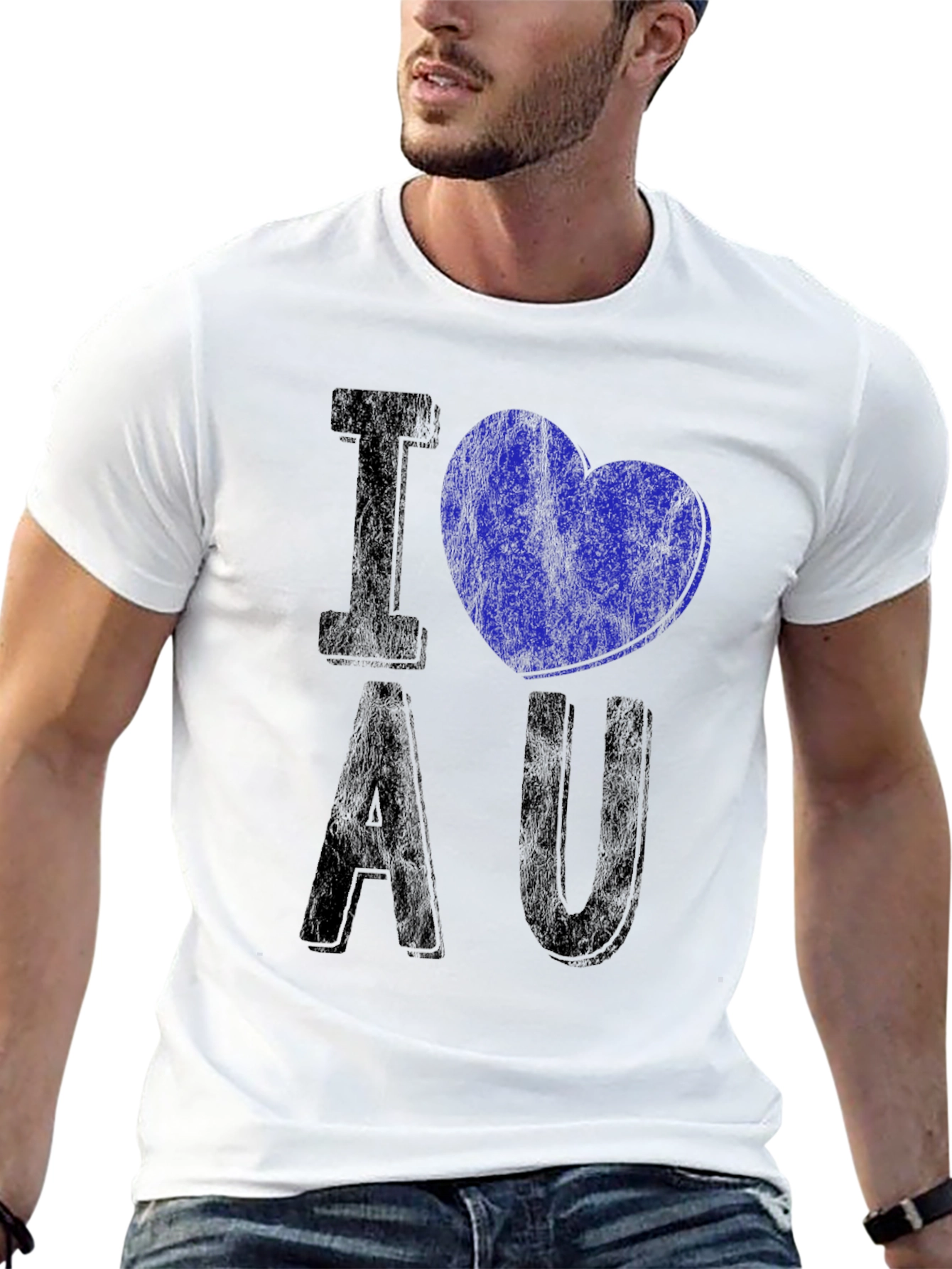 I Heart AU Graphic Tee - Distressed Black Shirt